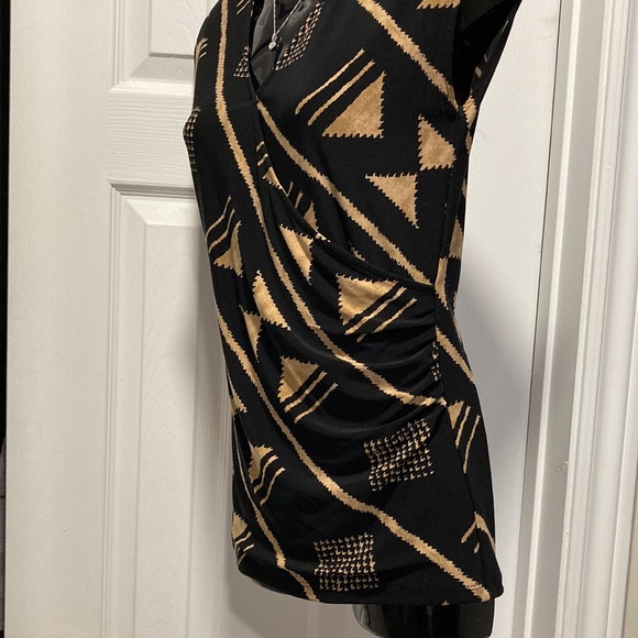 Chaps - Geometric Sleeveless V Neck Stretch Pull On Cross Wrap Top - Sz S - Picture 9 of 12
